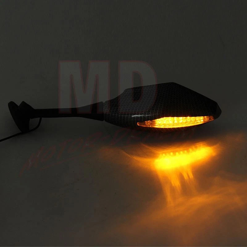 Carbon Fiber LED Integrated Turn Signal Side Mirrors for Honda CBR600RR (2003–2013)
