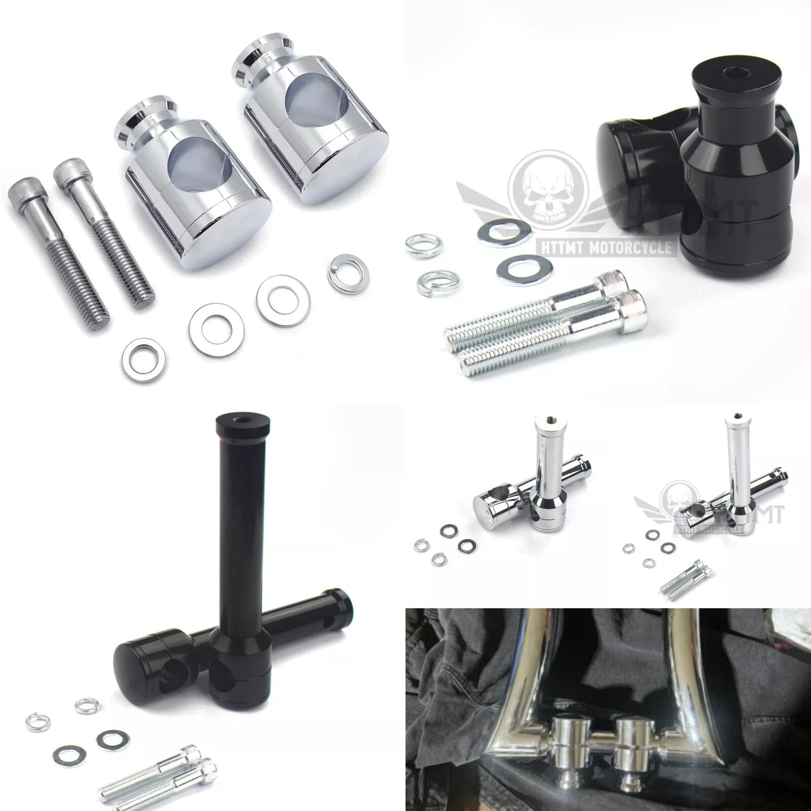 2" 6" 8" Rise 1.25" Mount Handlebar Risers for Harley Motorcycle