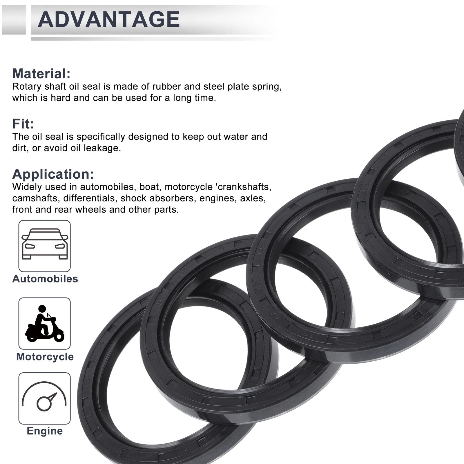 Set of 5 Oil Seal Rotary Shaft Seal NBR Rubber 62x80x10mm