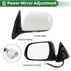Left Side Door Mirror for Toyota Highlander (2008–2013) Manual Folding White