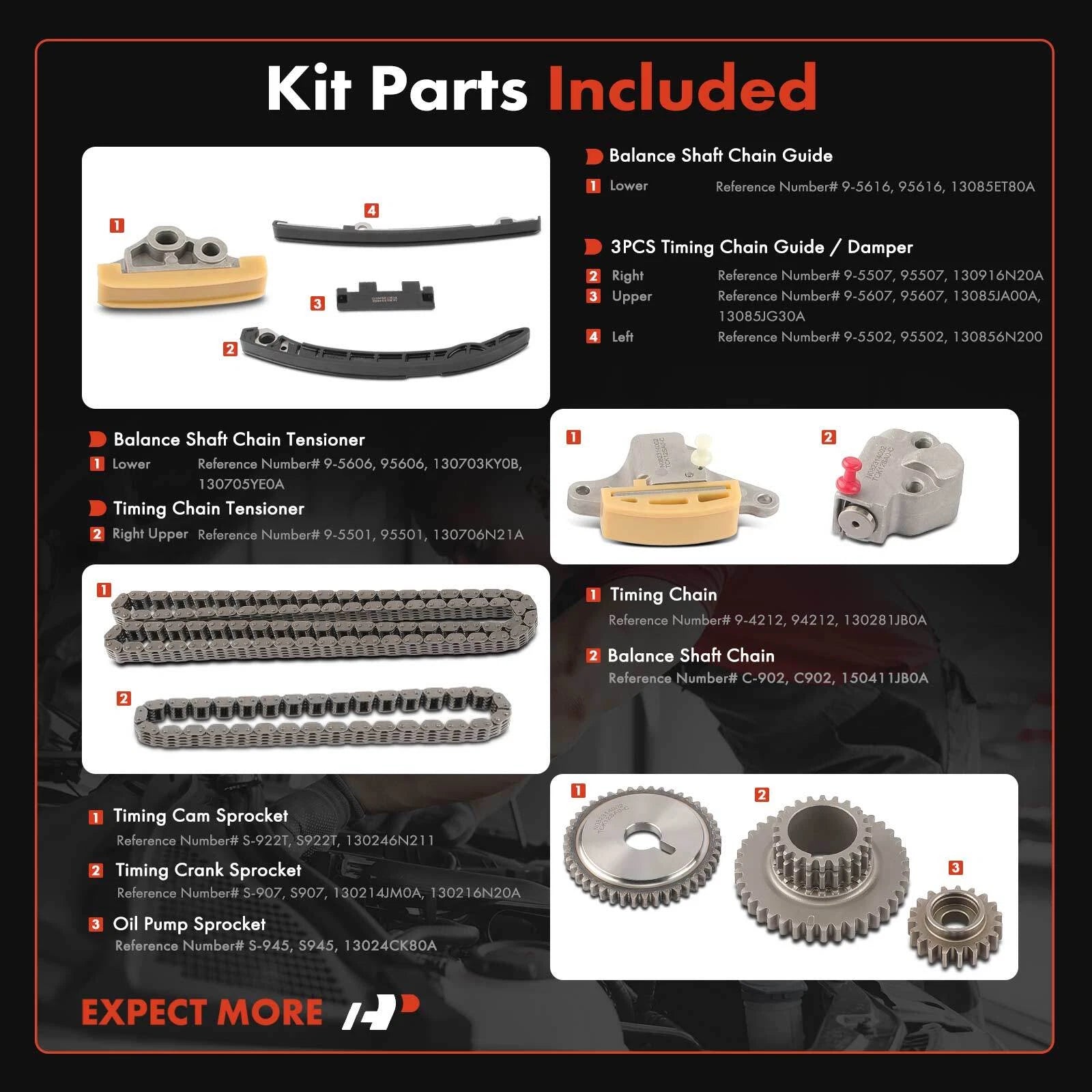 11x Timing Chain Kit for Nissan Sentra (2007–2012) L4 2.5L Sedan