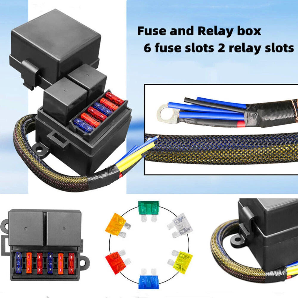 Set of 2 Pre-Wired 4-Pin 80A Fuse Relay Box for Car Truck Boat
