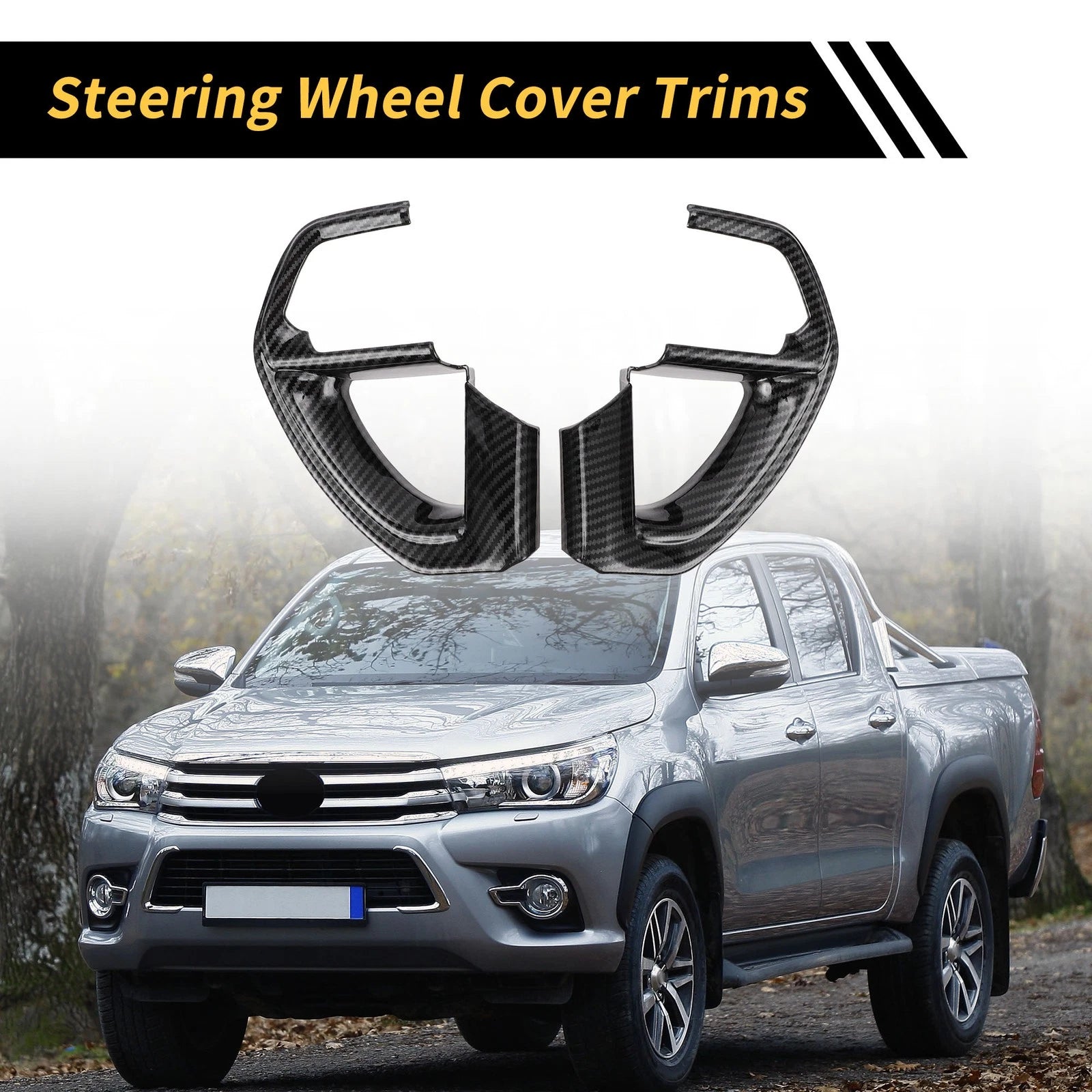 Set of 2 Carbon Fiber Steering Wheel Cover Trims for Toyota Tundra (2022–2024)
