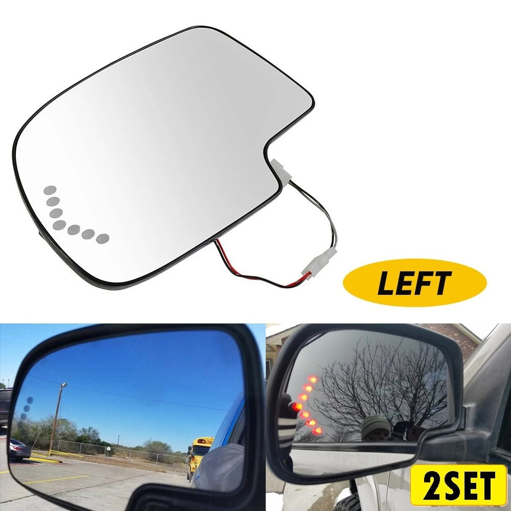 Set of 2 Mirror Glass Signal Turn Heated Driver Side for Chevy GMC (2003–2007)