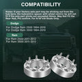 4X 2" Hubcentric Wheel Spacers 8x6.5 9/16"x18 for Dodge Ram 2500 3500 (1994–2023)