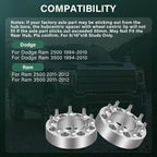 4X 2" Hubcentric Wheel Spacers 8x6.5 9/16"x18 for Dodge Ram 2500 3500 (1994–2023)