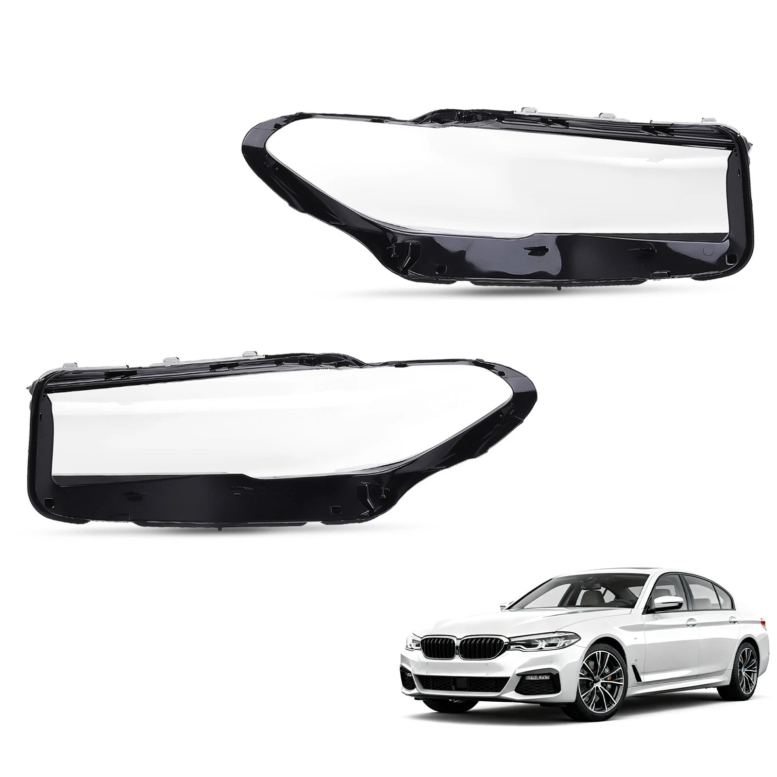 Set of 2 Headlight Lens Covers for BMW 530i 540i xDrive M5 (2020–2023)
