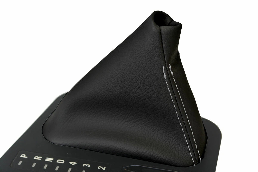 Leather Automatic Shift Boot Cover for BMW E38 (1995–2001) Black Gray Stitch