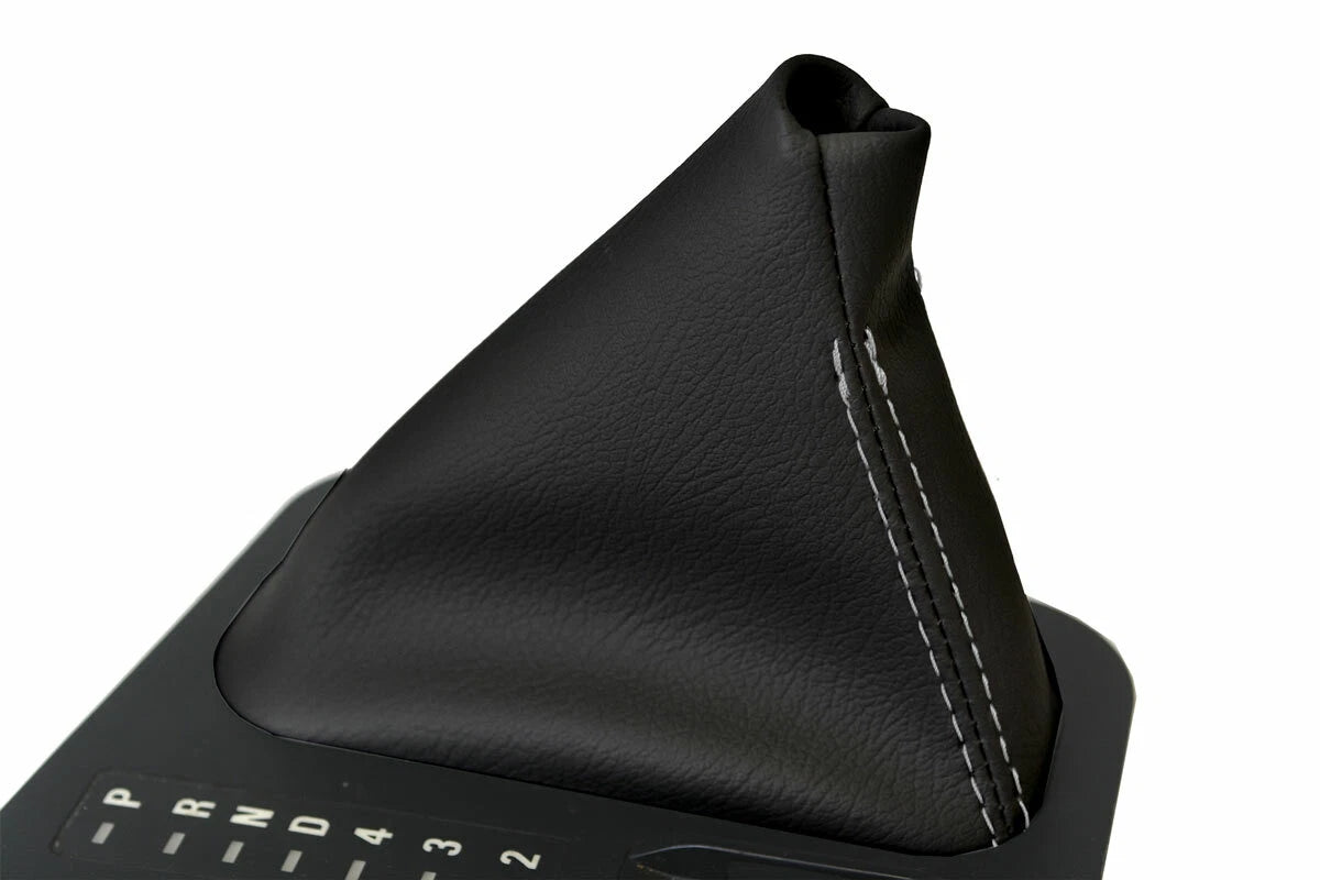Leather Automatic Shift Boot Cover for BMW E38 (1995–2001) Black Gray Stitch
