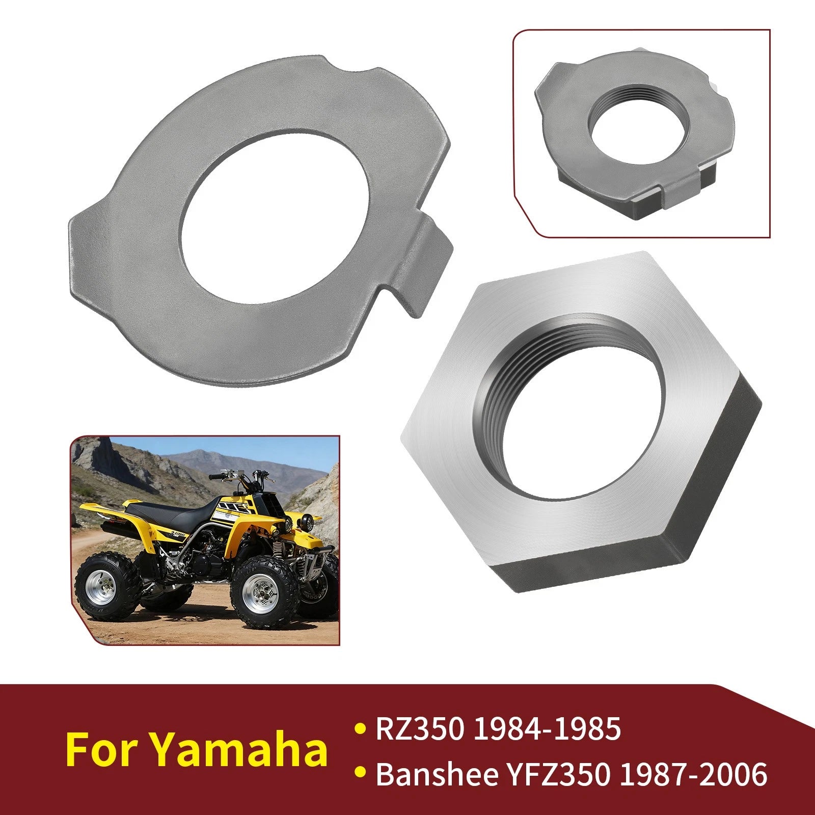 Clutch Basket Nut & Lock Washer for Yamaha Banshee 350 (1987–2006) RZ350 (1984–1985)