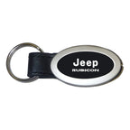 Black Leather Oval Keychain - Officially Licensed for Jeep Rubicon