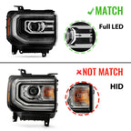 Full LED Projector Headlight Set for GMC Sierra 1500 (2016–2018)