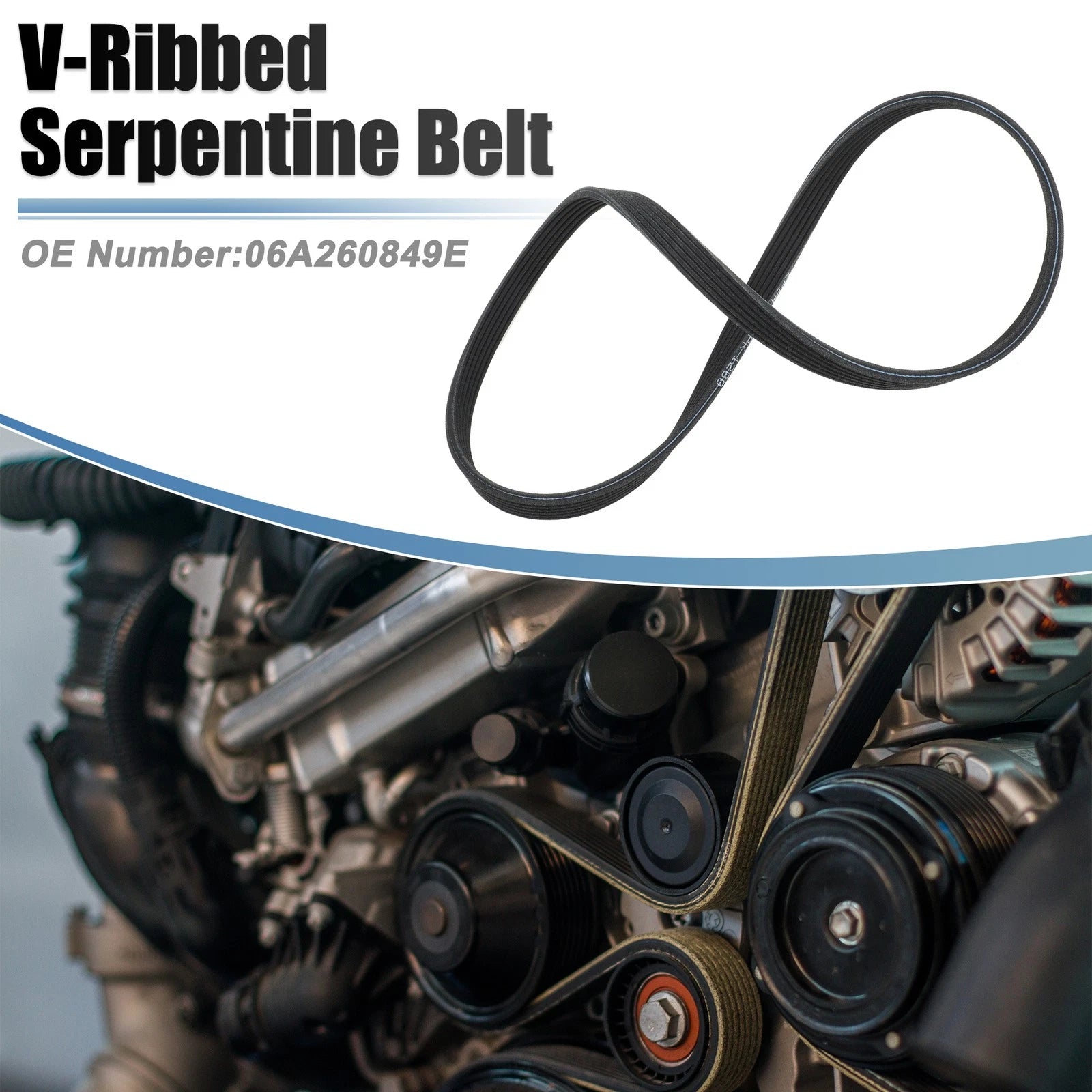 V-Ribbed Serpentine Drive Belt for Volkswagen Jetta (2000–2005) No. 06A260849E