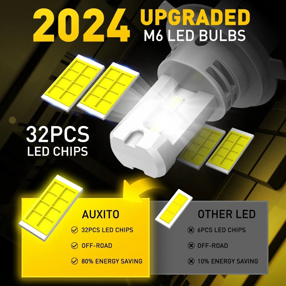 2X 9003 H4 LED Headlight Bulb High Low Beam 6500K for M6 V