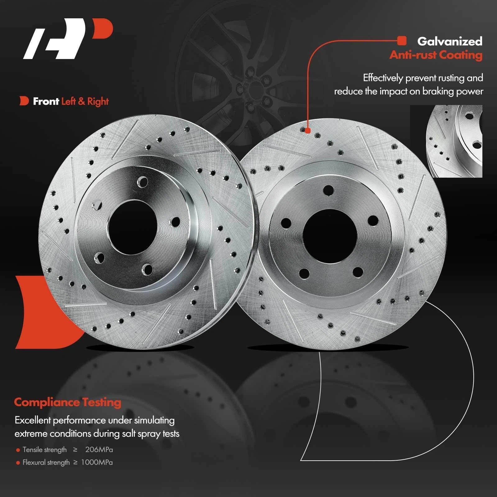 Front Drilled Brake Rotors for Nissan Altima Maxima (2002-2006)