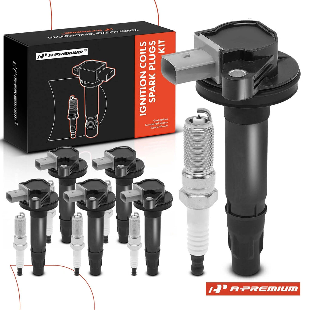 Set of 6 Ignition Coils & Iridium Spark Plugs for Ford Taurus Lincoln (2010–2012)