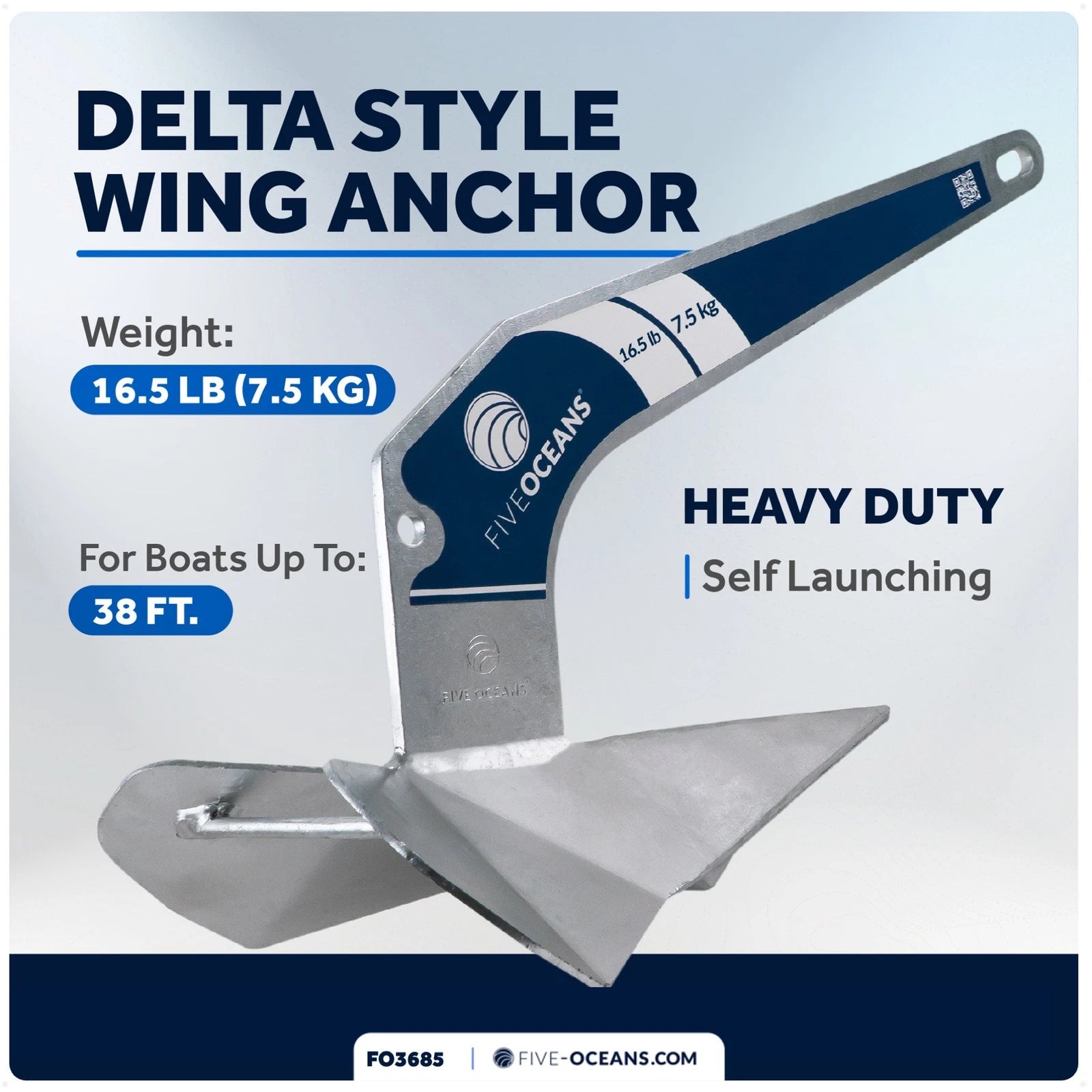 Delta Style Boat Anchor for (16.5 lb, Hot Dipped Galvanized Steel)
