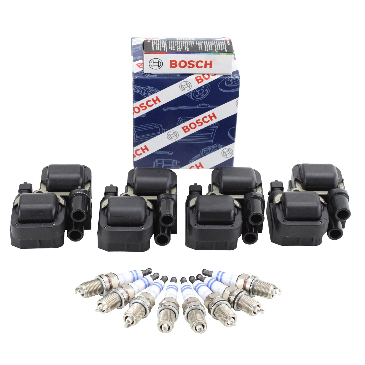 Set of 4 Ignition Coils & 8 Platinum Spark Plugs for Mercedes V8 (4.3L, 5.0L)