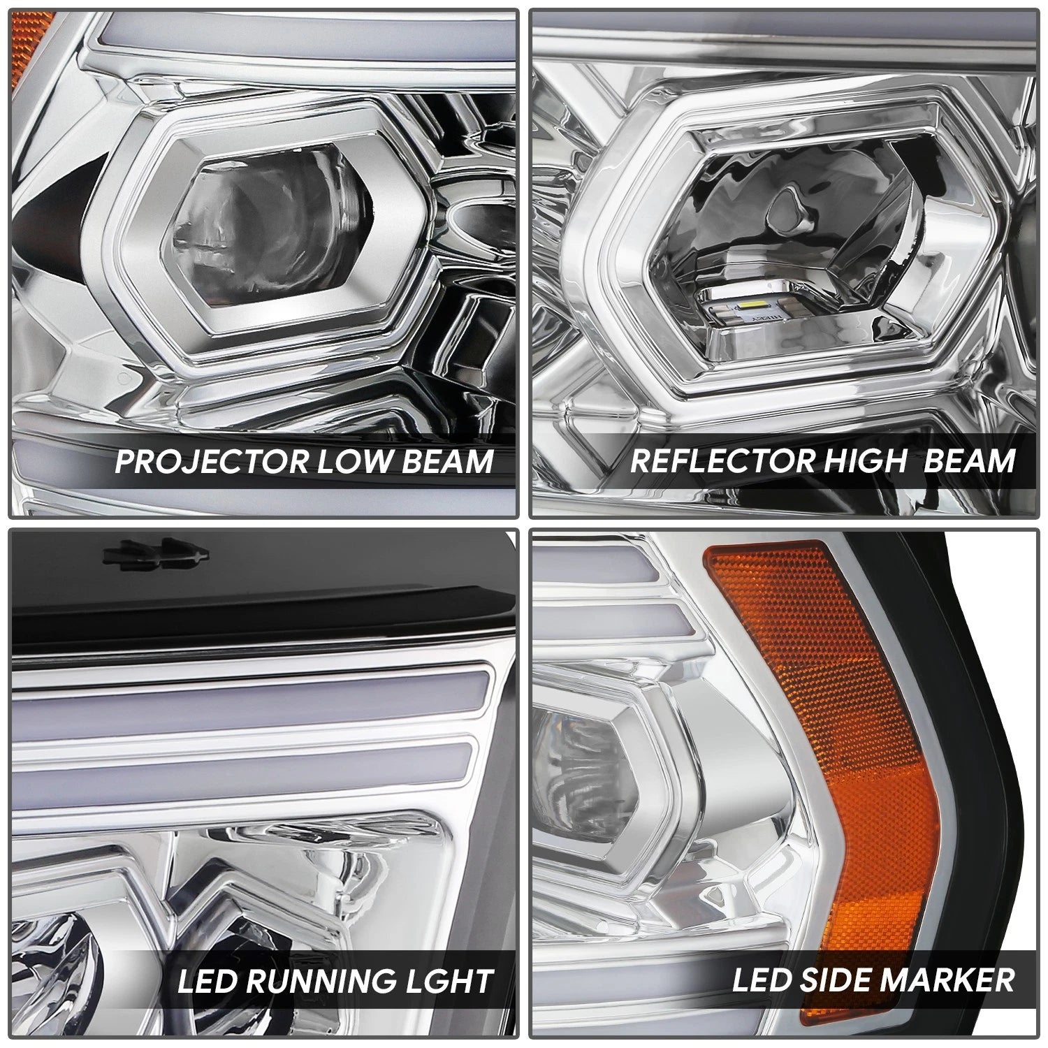 Chrome Amber LED Sequential Chasing Projector Headlight for Ram 2500 (2019–2024)