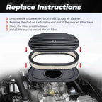15" Oval Full Finned Air Cleaner for SBC BBC Chevy Ford