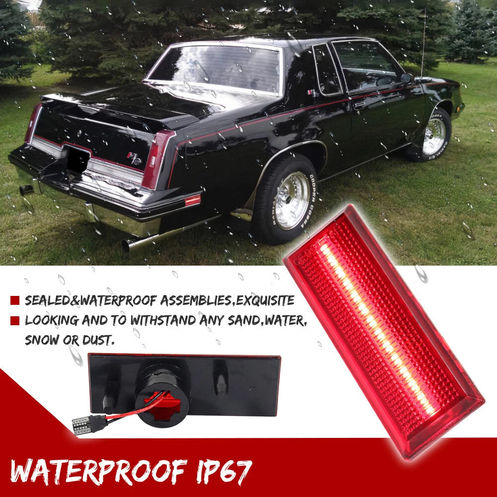 2X Red Lens LED Rear Side Marker Lights for Oldsmobile Cutlass (1981–1988)