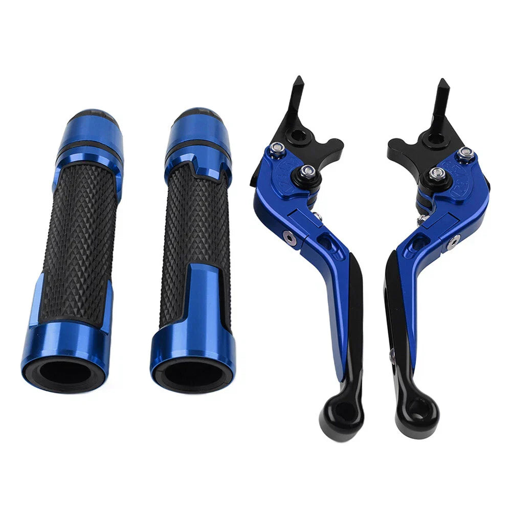 Blue Extendable Brake Clutch Lever Grip Set for BMW R1200GS R1250GS (2013-2023)