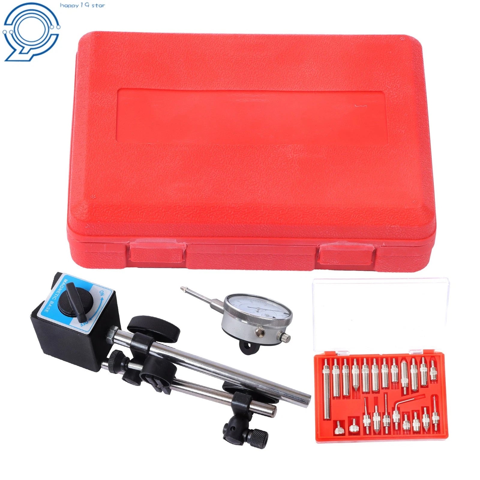 Dial Test Indicator & 22 Tips with Magnetic Base Set for Machinists