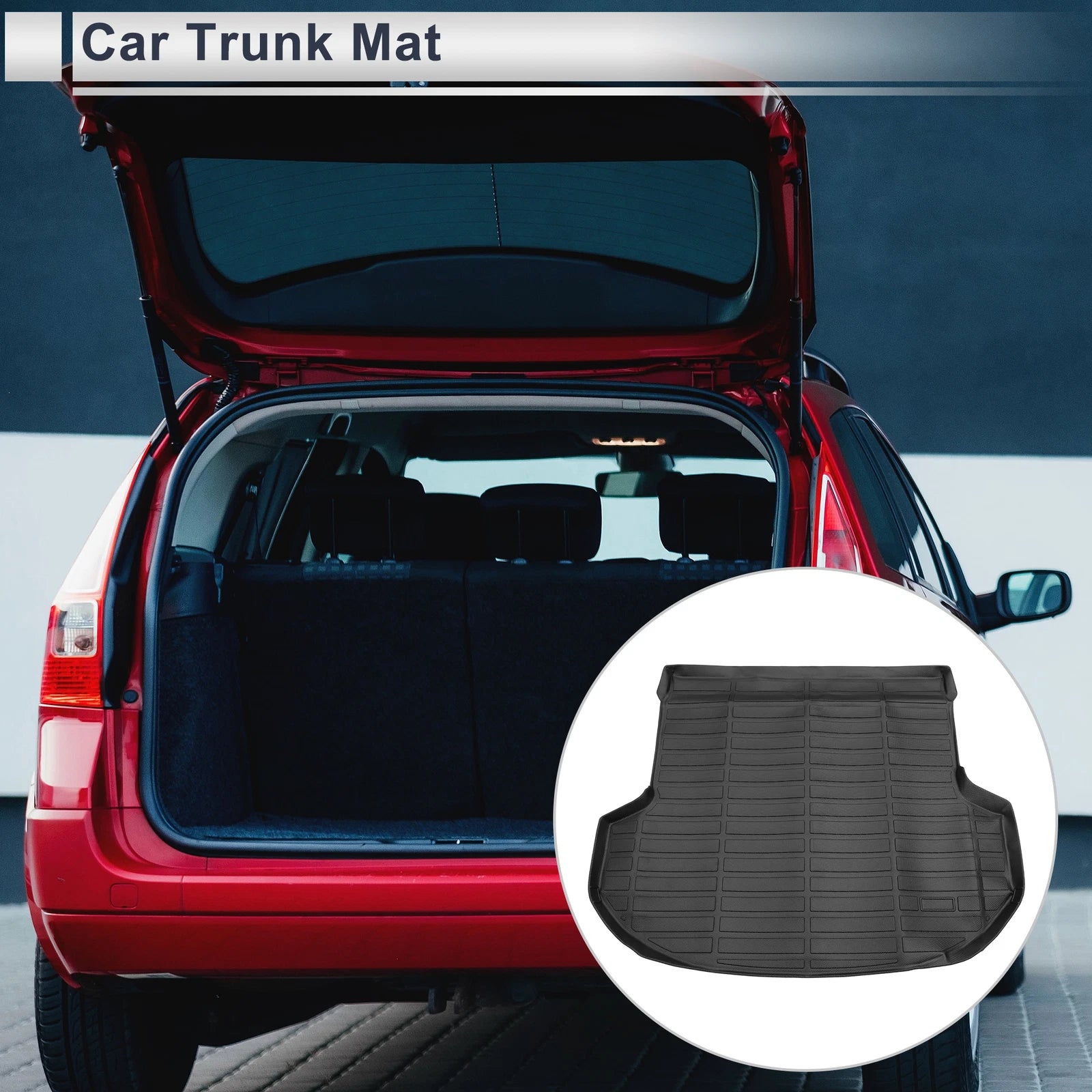 Cargo Liner Rear Trunk Mat for Hyundai Santa Fe (2019–2020) TPE Long Grid