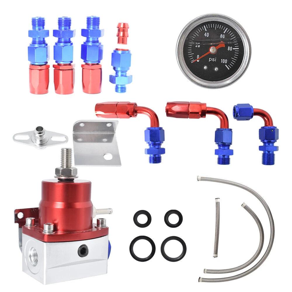 Adjustable Fuel Pressure Regulator Kit for Universal Applications (0-100psi)