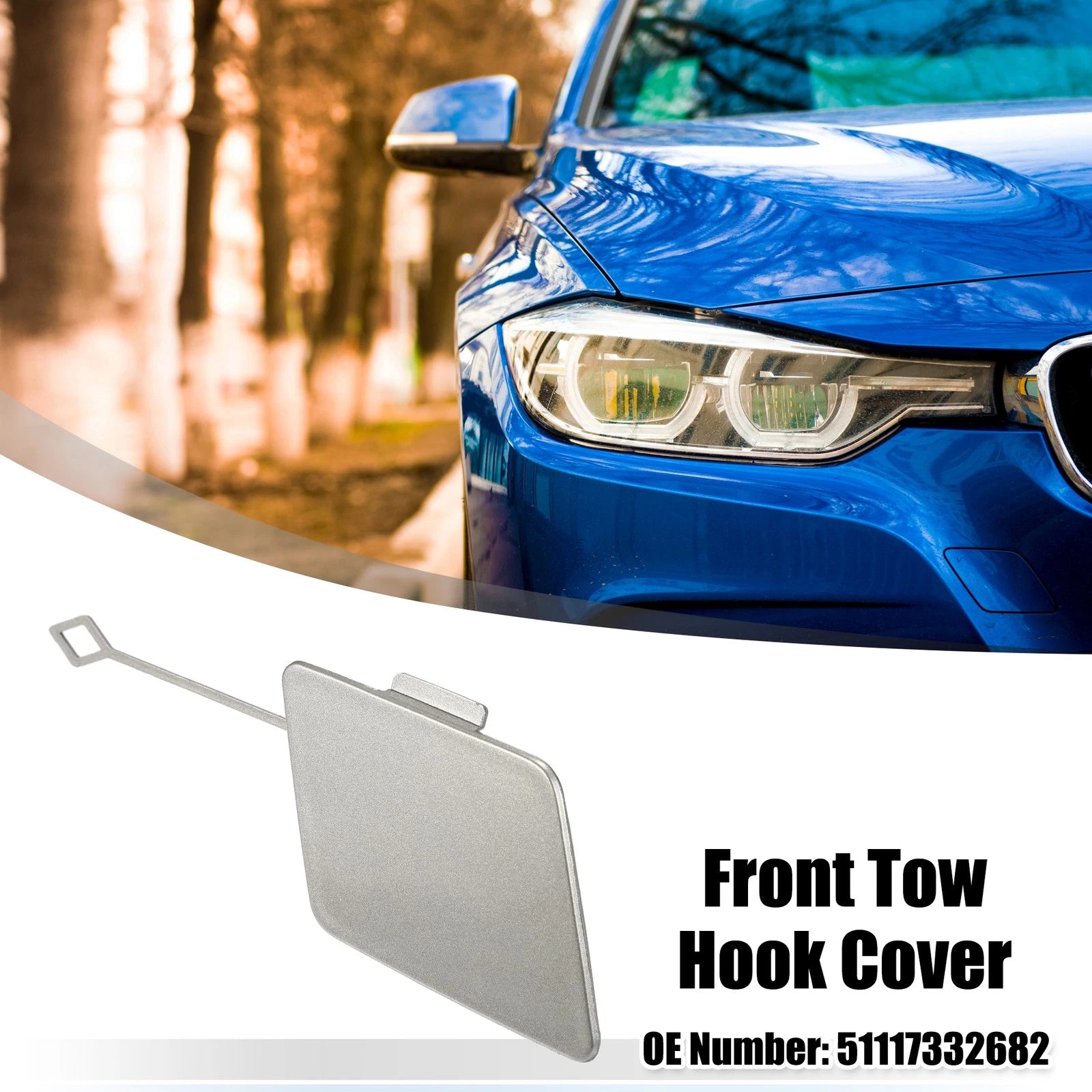 Front Bumper Tow Hook Cover for BMW 5 Series F10 F11 (2011–2017) Gray