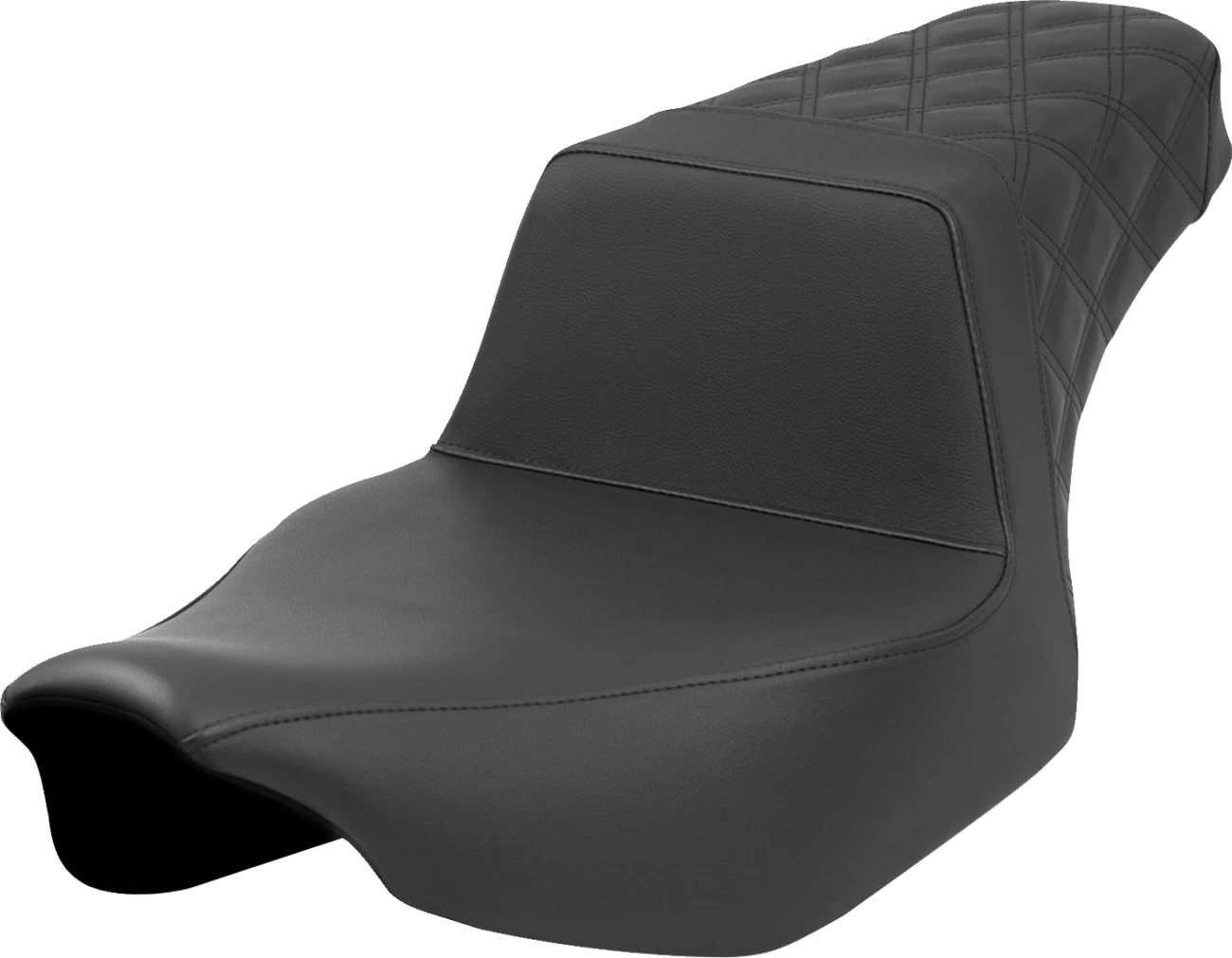 SADDLEMEN Step-Up Seat for Harley FL (Extended Reach, Black, Lattice Stitch)