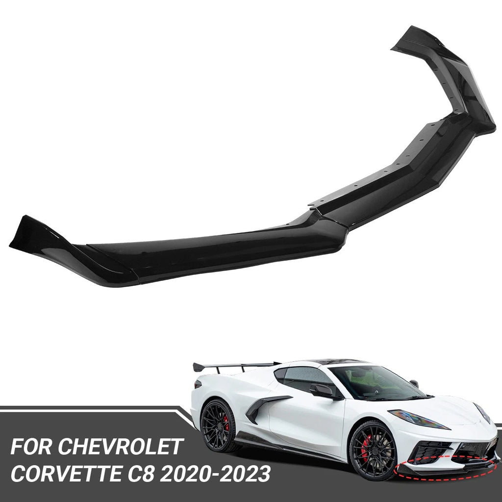 Front Bumper Lip Splitter for Corvette C8 (2020–2025) Glossy Black