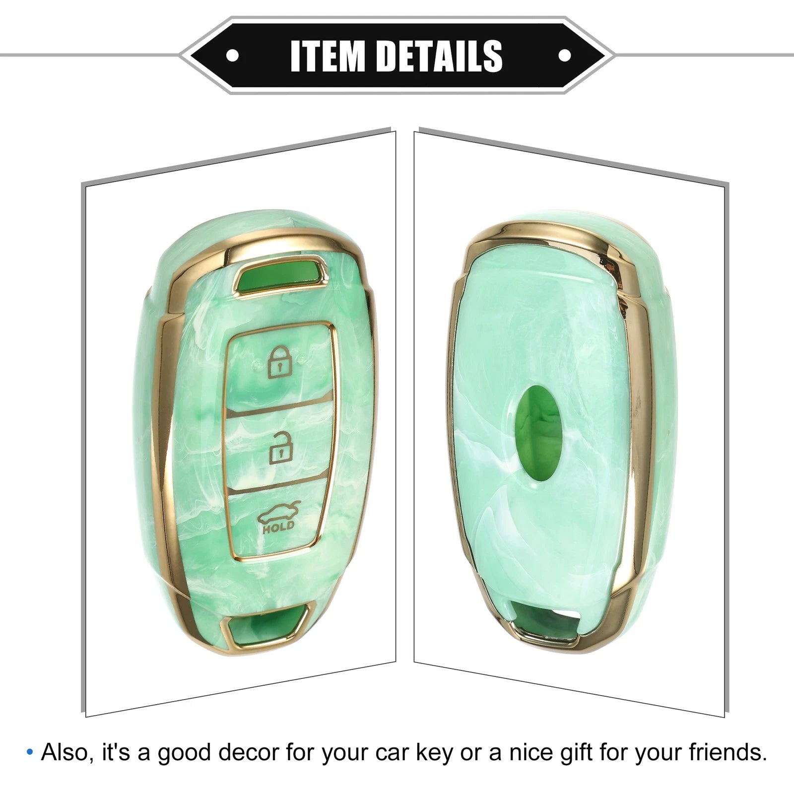 Key Fob Cover for Hyundai Accent Tucson (3 Button, TPU, Green)