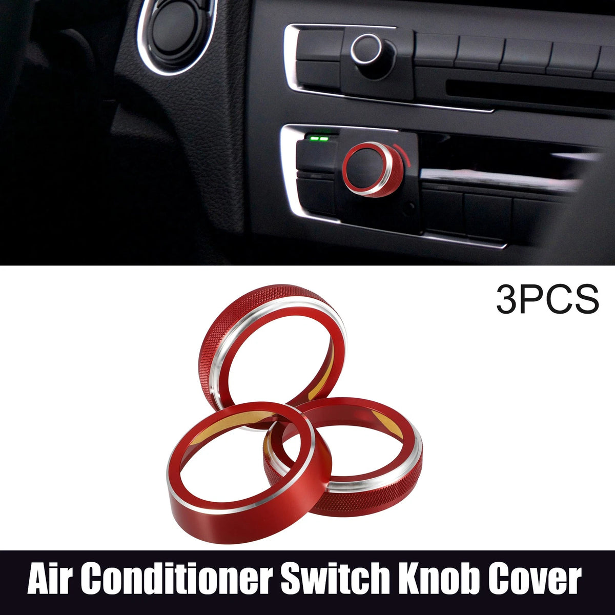 3 Pcs Air Conditioner Switch Knob Cover Ring for Suzuki Jimny JB64W (2018–2023)