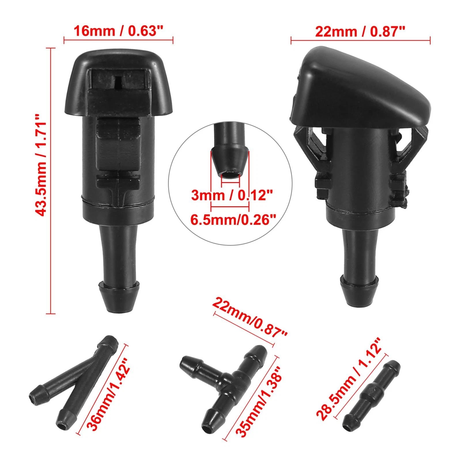 Set of 4 Windshield Washer Sprayer Nozzles for Dodge (4805742AB)