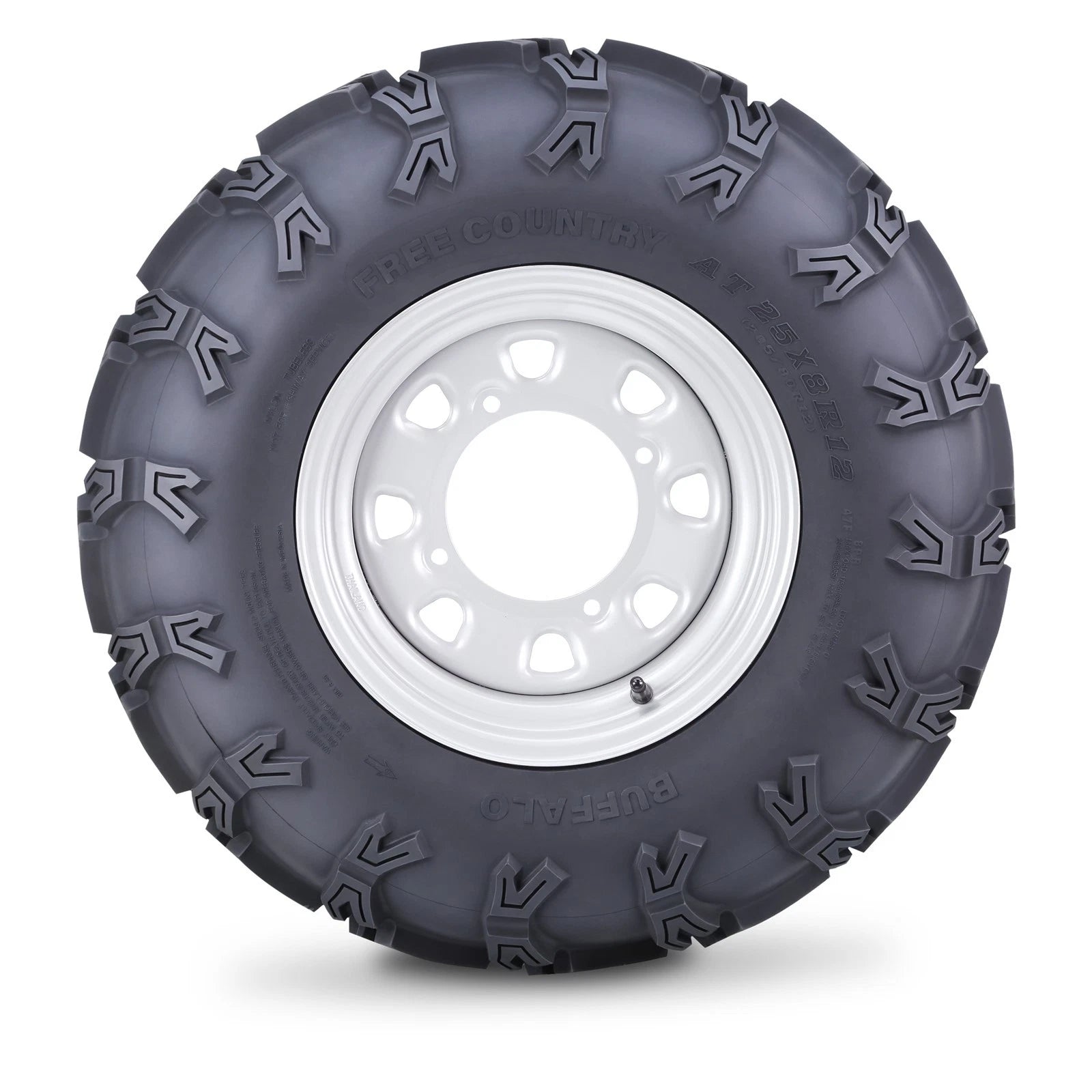Set of 4 ATV Tires 25X8R12 8PR Radial Buffalo with 4x156 4+3 Silver Wheels