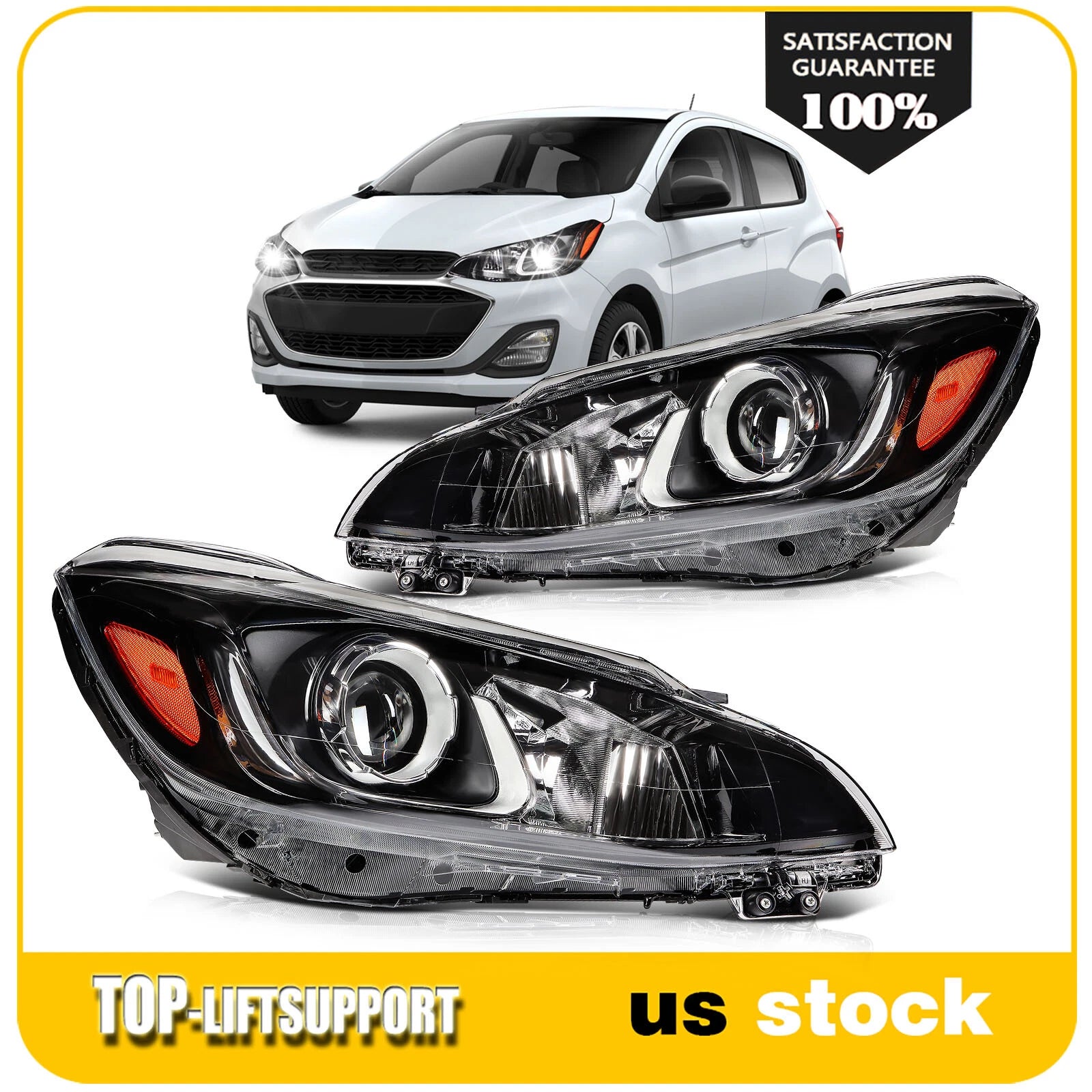 Headlight Assembly for Chevy Spark (2019–2022) Projector Left+Right Pair