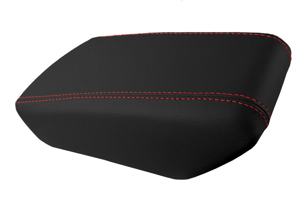 Leather Console Lid Armrest Cover for Nissan Maxima (2016–2021) Red Stitch