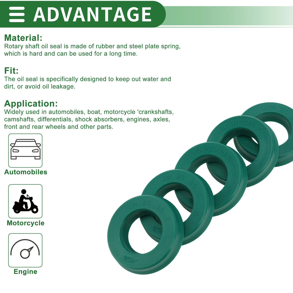 Set of 5 Oil Seal Ring 20x35x7mm for Rotary Shaft (High Pressure)