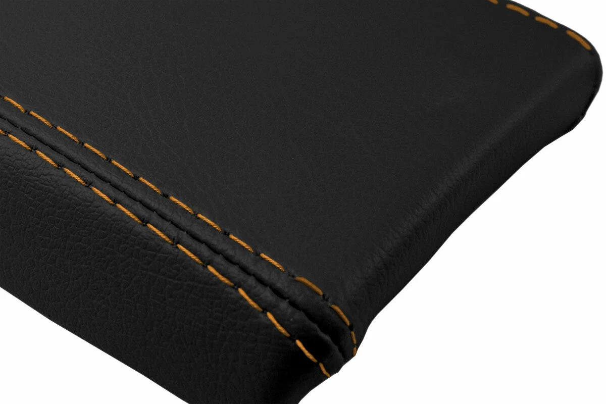Leather Console Lid Armrest Cover for Mazda Miata MX5 (1990–1997) Orange Stitch