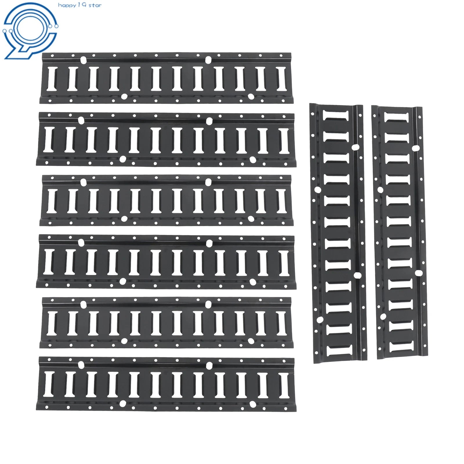 E Track Tie-Down Rail Set of 8 for Enclosed Cargo Trailer (2 ft, Black Steel)