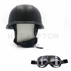 Black Leather Half Face Helmet for Motorcycle (Size L)