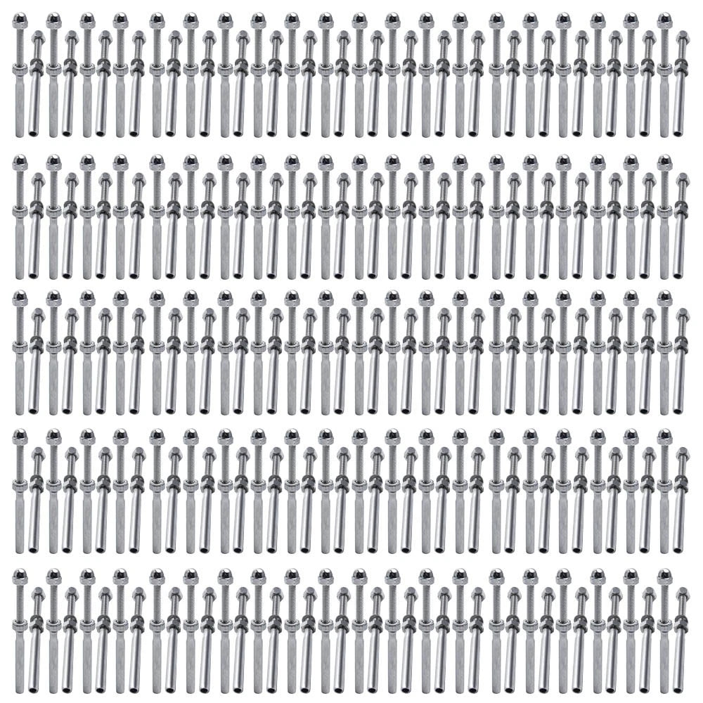 200 Pack Stainless Steel Tensioner End Fittings for Cable 3/16" (1/4" Diameter)