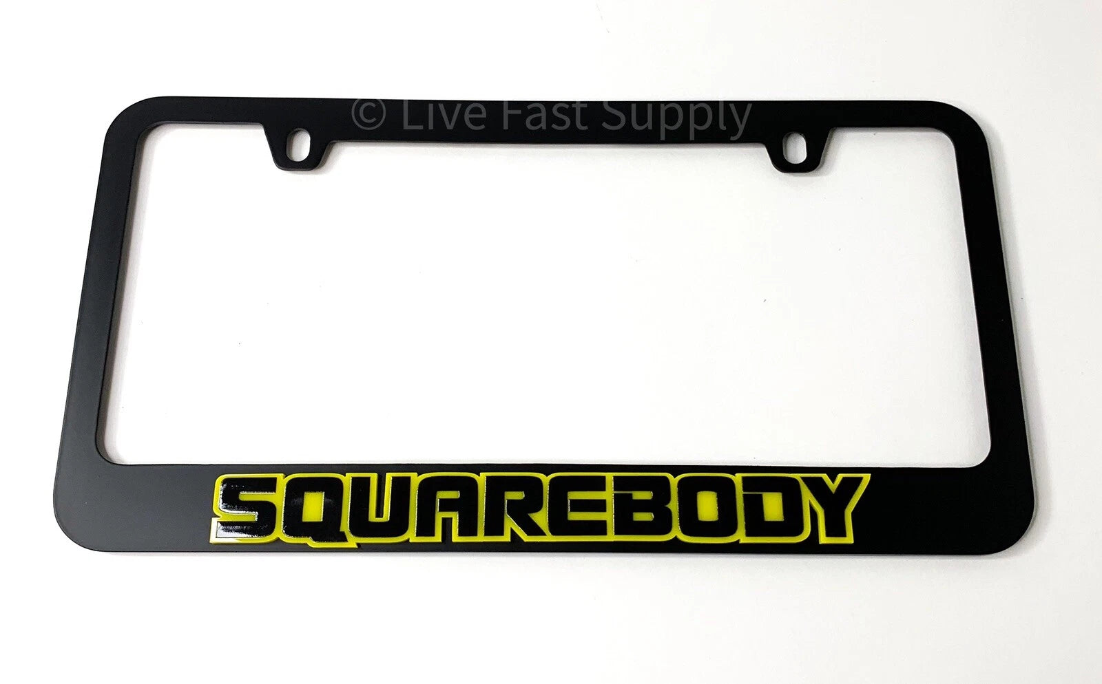 Matte Black Premium License Plate Frame with Yellow Outline for Squarebody (1973–1987)