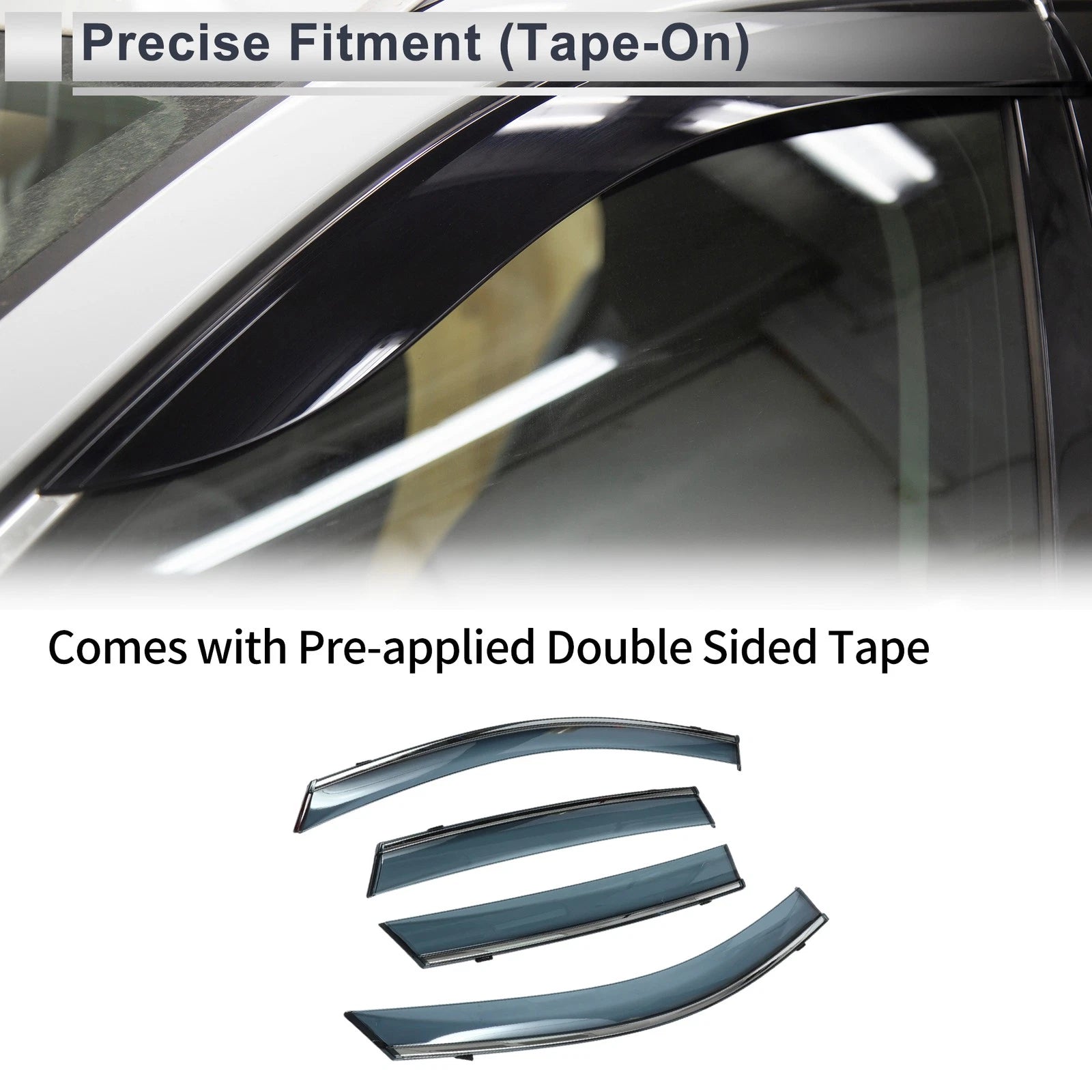 Set of 4 Window Deflectors for Ford Escape (2020–2024) Side Vent Visors Black