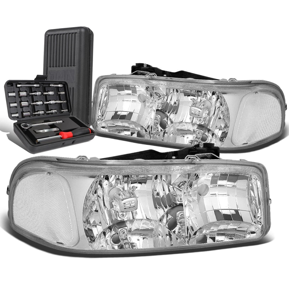 Chrome Clear Signal Headlight Lamp for GMC Sierra 1500 Yukon (1999–2007)
