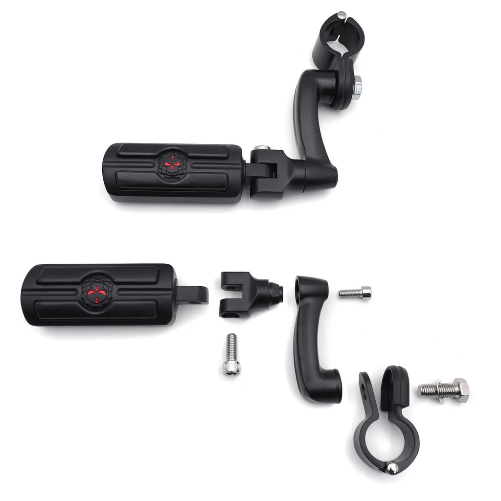 32mm Engine Guard Black Skull FootPeg for Harley Davidson