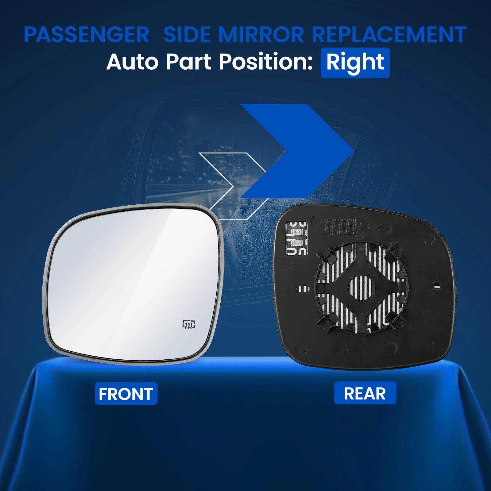Left Driver Side Heated Mirror Glass for 2011-2019 Dodge Grand Caravan 3.6L
