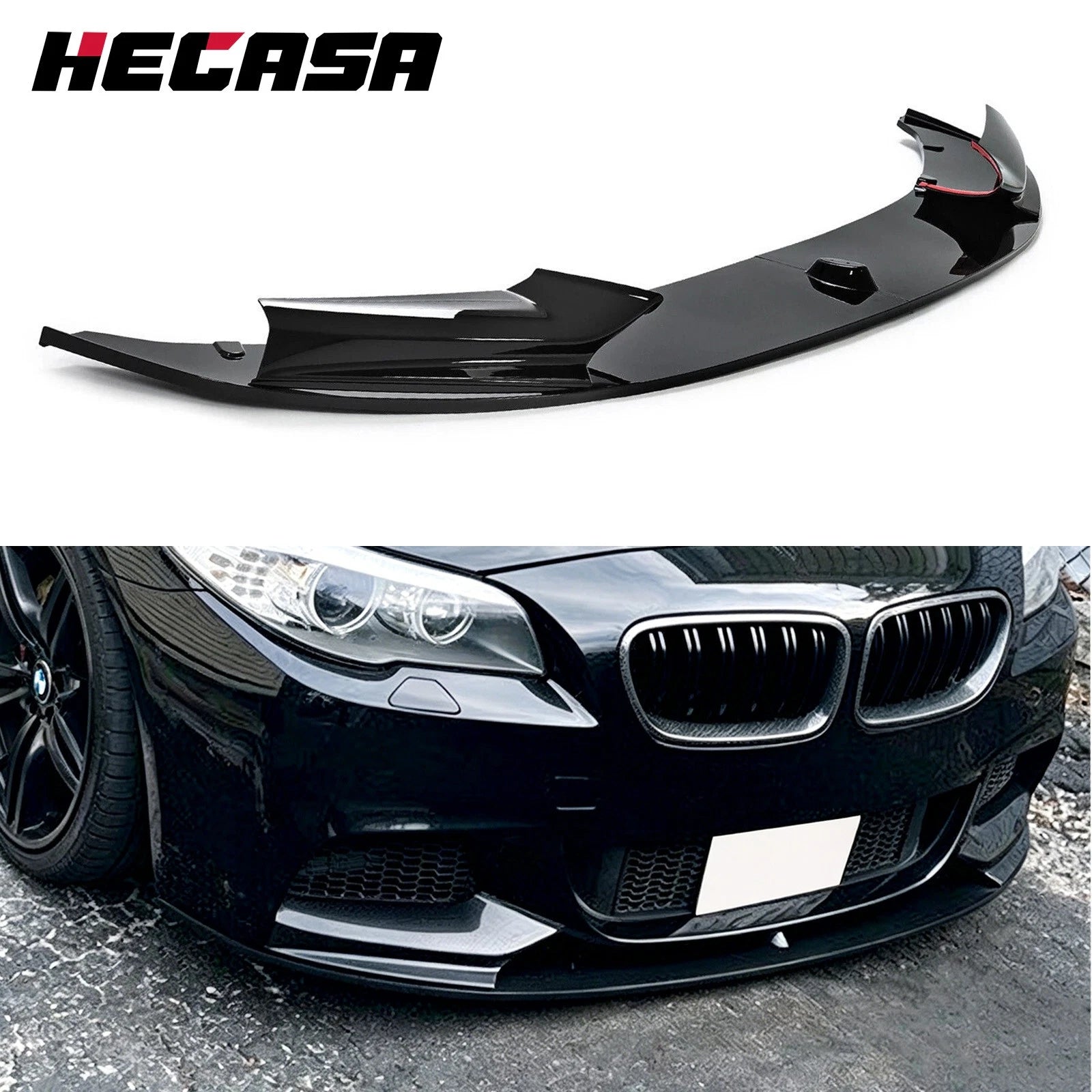Gloss Black Front Bumper Lip Spoiler for BMW F10 5 Series M Sport (2011–2016)