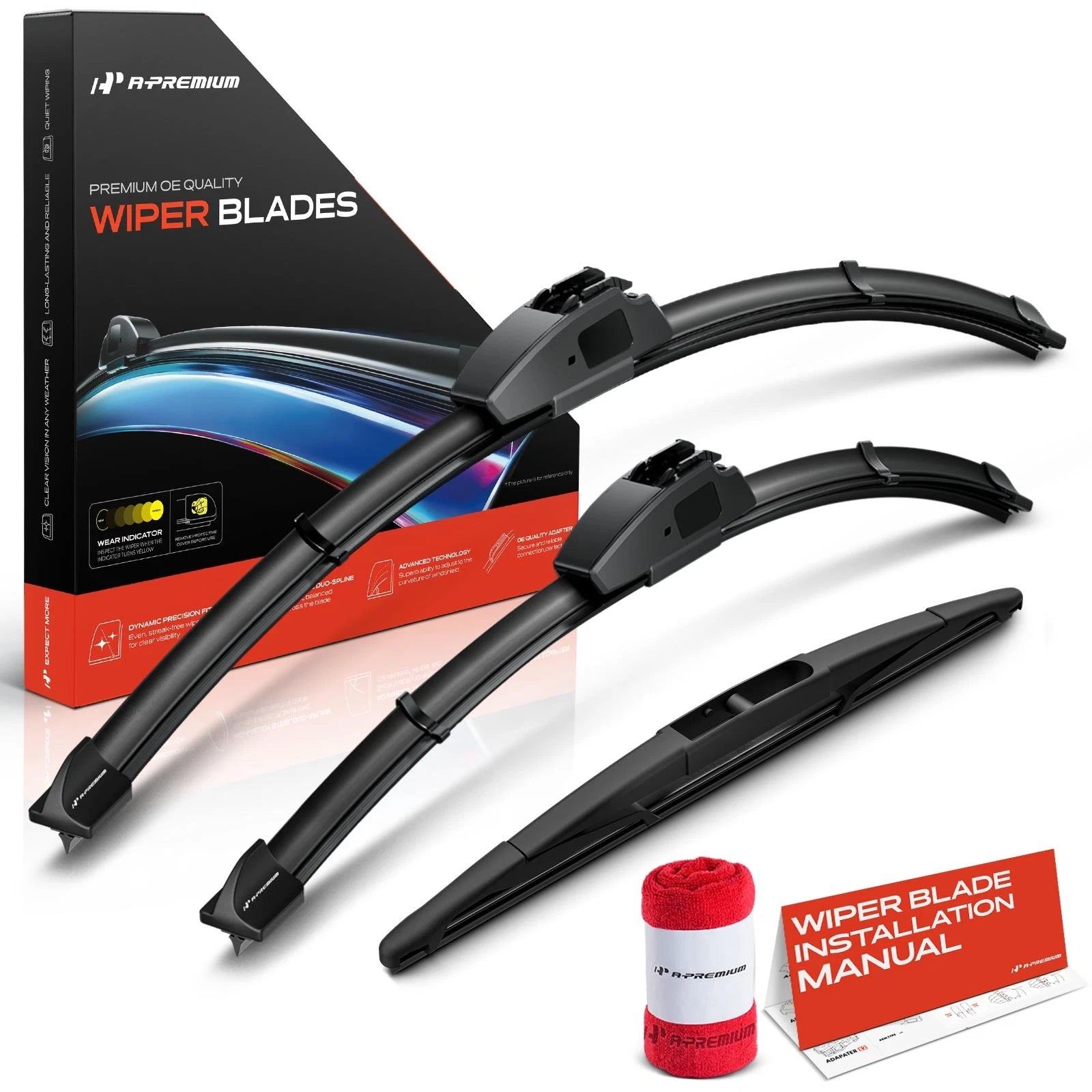 Set of 3 Windshield Wiper Blades for Nissan Pathfinder (2005–2012)